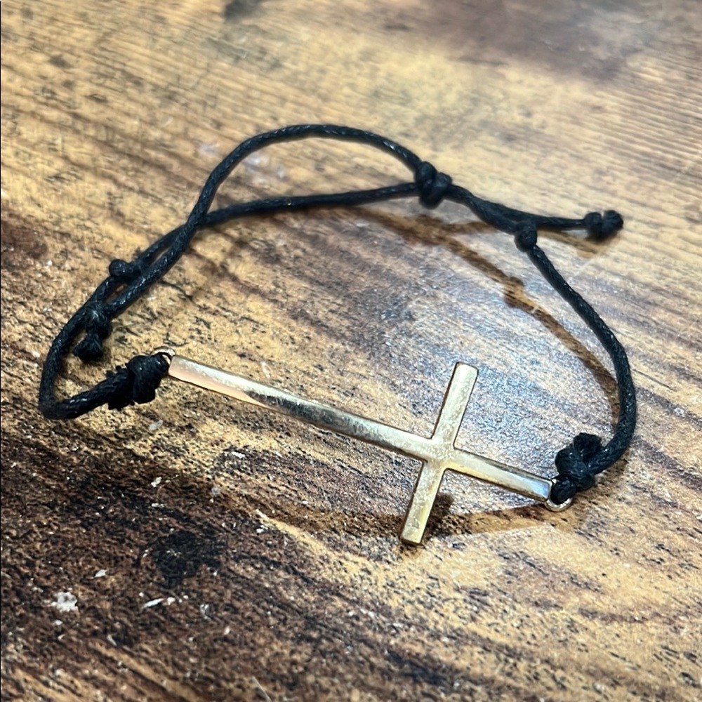Gold Tone Cross Bracelet
